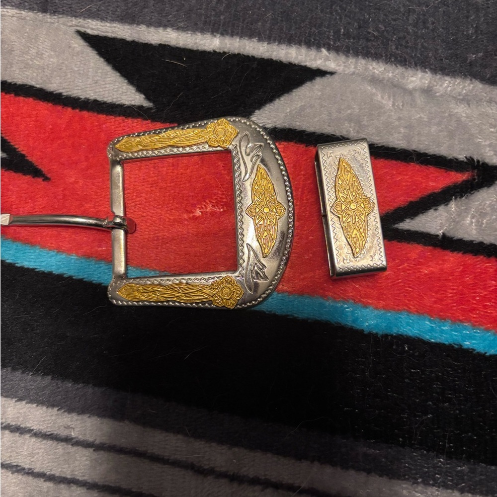 Silver and Gold vintage Belt Buckle Set